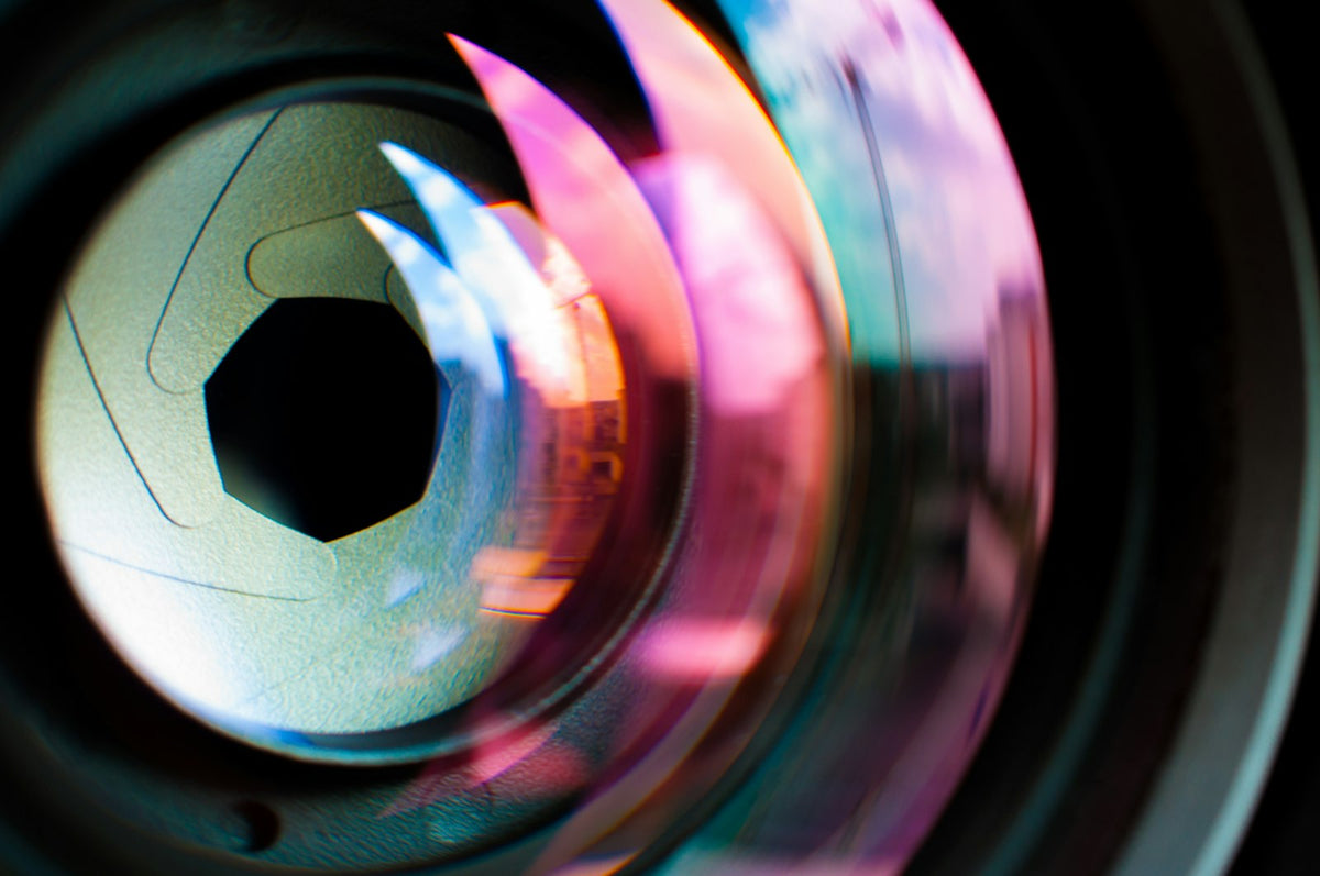 The glass of an old lens, up close