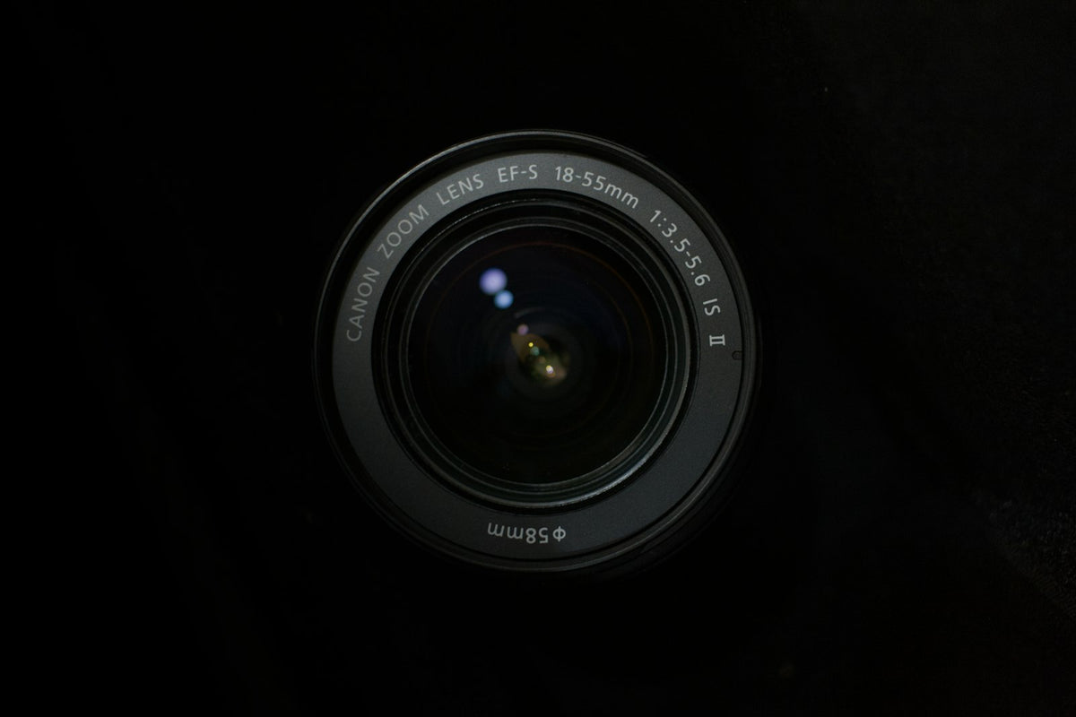 A camera lens up close